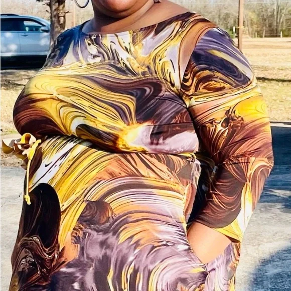 Sexy Diva | Dresses | Plus Size Brown And Gold Maxi Dress With Pockets |  Poshmark